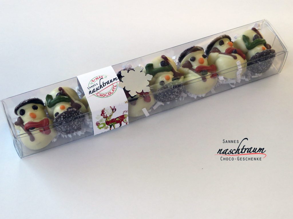 8 süße Schneemänner aus gefüllter Schokolade - Sannes Naschtraum