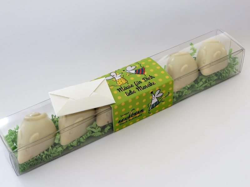 6 süße Mäuse aus gefüllter Schokolade
