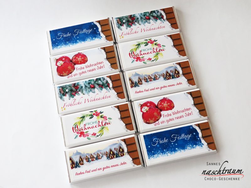 10 Schokotäfelchen "Weihnachtsgrüße"