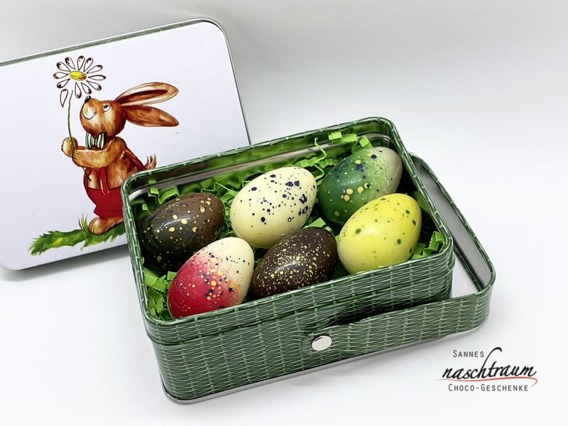 Hasenkörbchen mit gefüllten Schokoladeneier