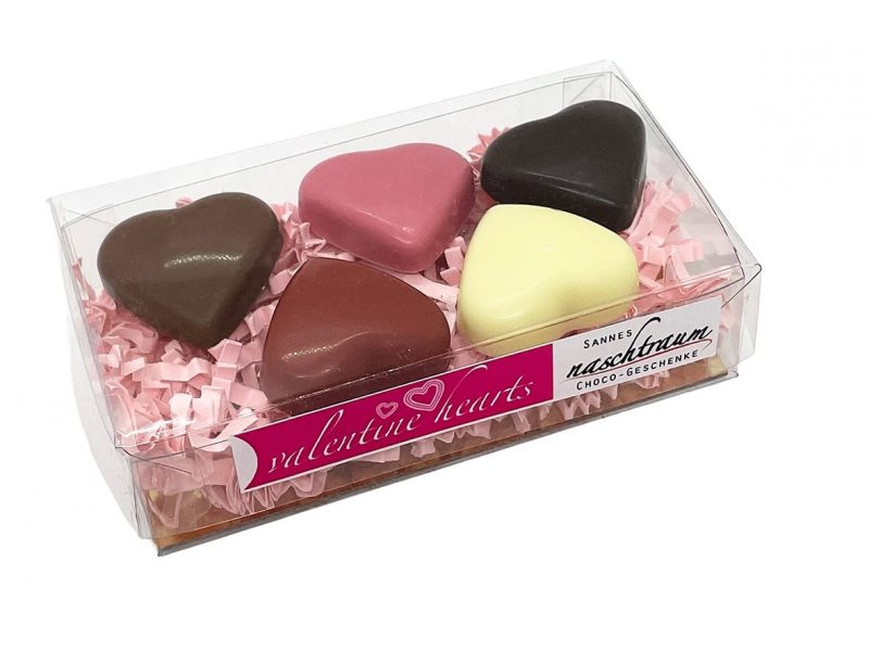 5 Herzen aus Schokolade