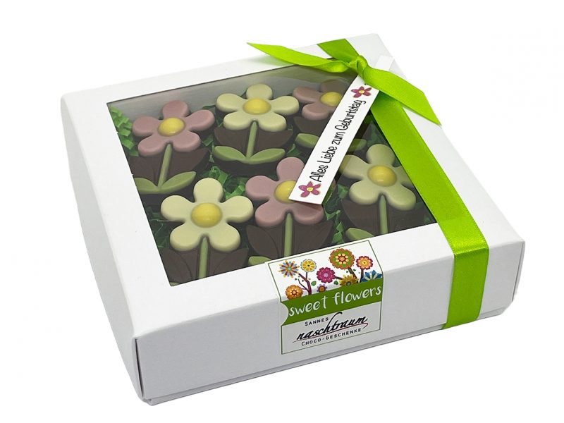 12 Blumen aus Schokolade