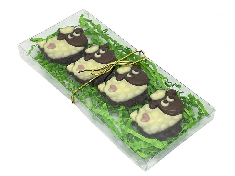 4 niedliche Schafe aus Schokolade