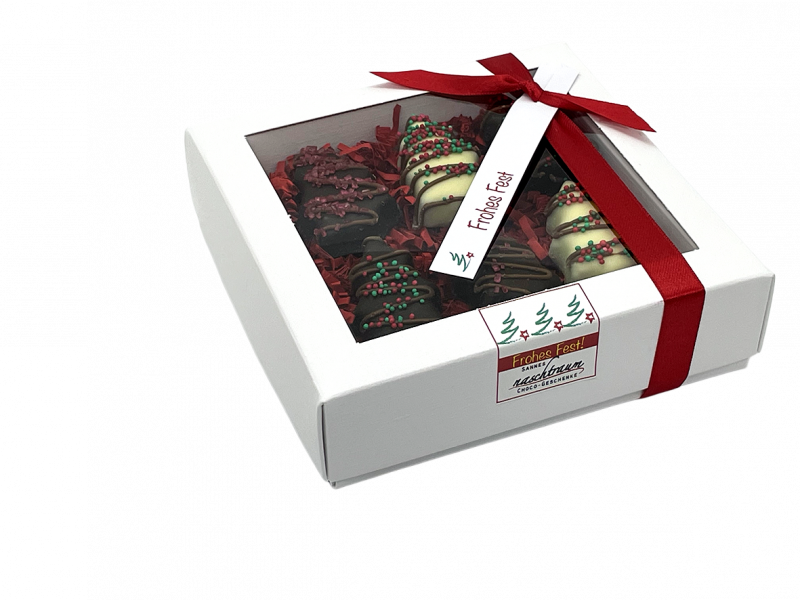 6 süße Tannen aus gefüllter Schokolade