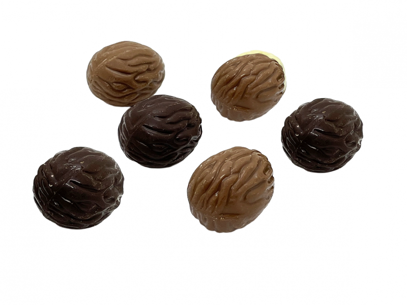 6 Walnüsse aus gefüllter Schokolade