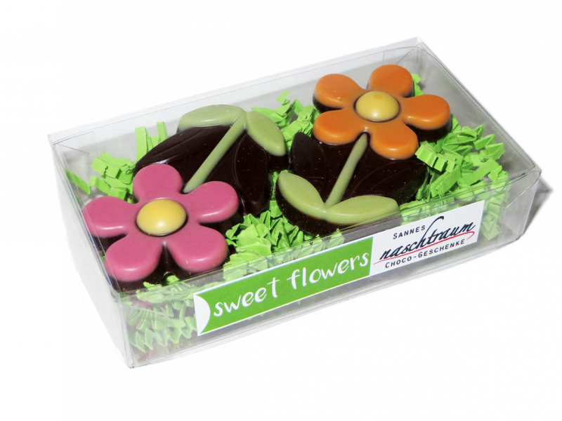 4 Blumen aus Zartbitter Schokolade