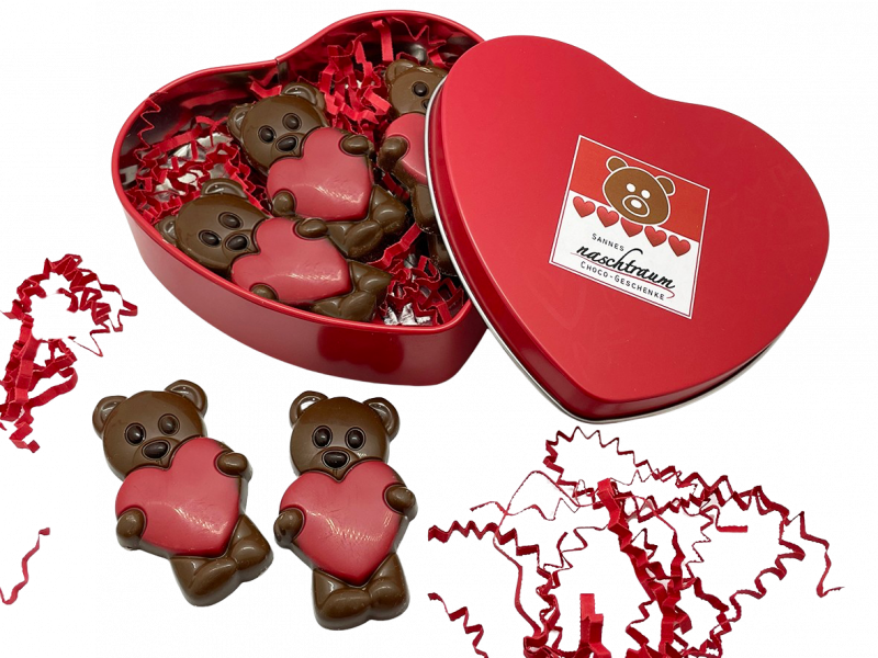 6 Bärchen mit Herz aus Schokolade