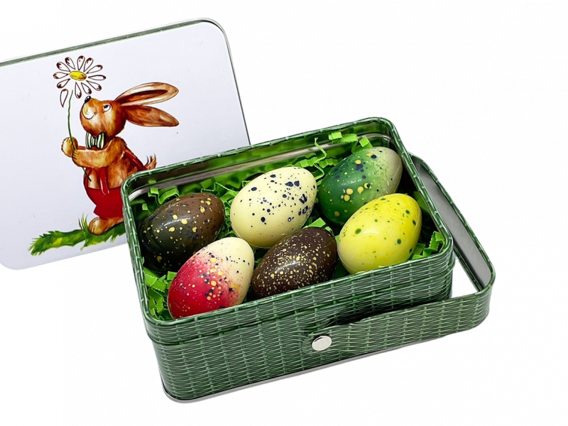 Hasenkörbchen mit gefüllten Schokoladeneier