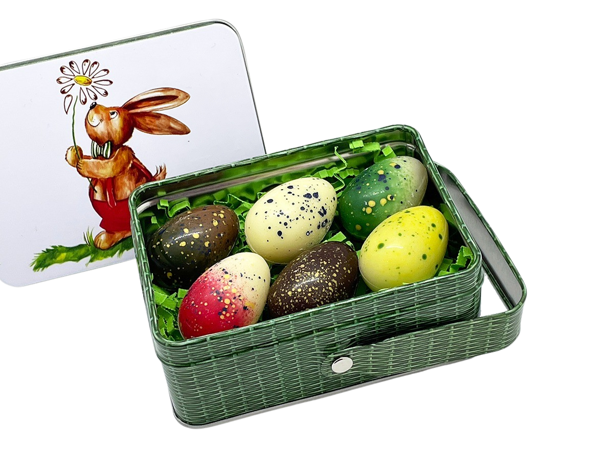 Hasenkörbchen mit gefüllten Schokoladeneier