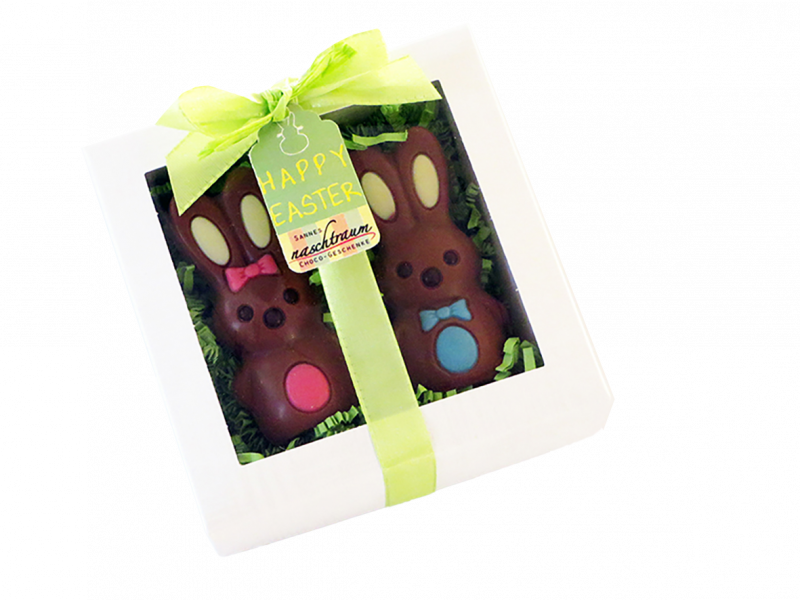 Süßes Hasenpaar aus Schokolade