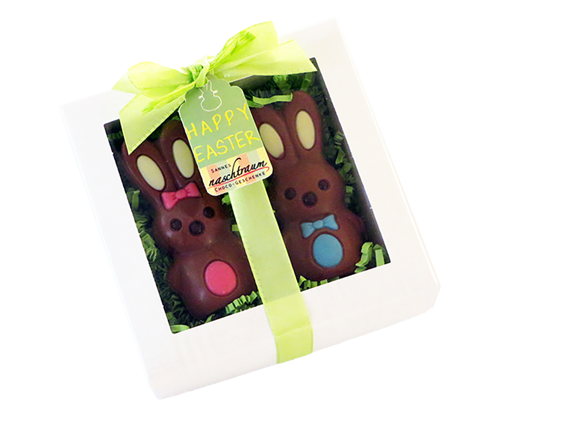 Süßes Hasenpaar aus Schokolade