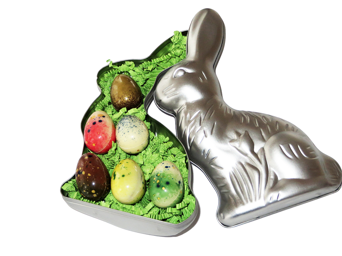 Hasendose "Bunny" mit gefüllten Schokoladeneiern