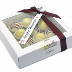 Gemischte Trüffelbox mit Limoncello- und Apfelkuchen-Pralinen und individuellem Text-Anhänger