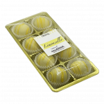 Acht handgemachte Limoncello-Trüffel in Cellophan-Verpackung von Sannes Naschtraum.